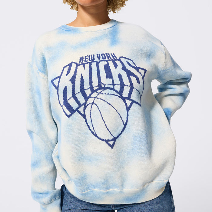 Terez Knicks Blue Tie Dye Knit cotton Tonal Crew Sweater - Image 5
