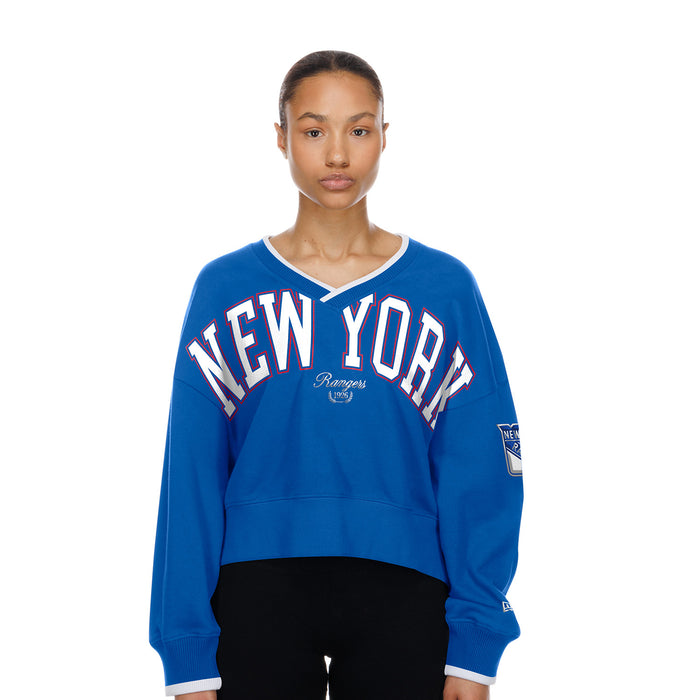 Women's New Era Rangers Royal V-Neck Sweater