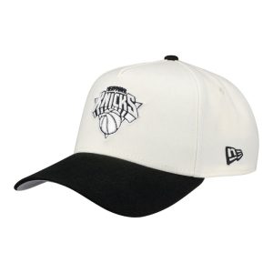 New Era Knicks Chrome White/Black Logo 940 A-Frame Snapback