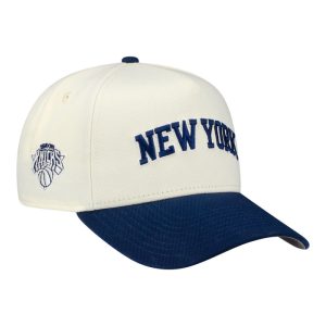 New Era Knicks Chrome White/Navy New York Wordmark 940 A-Frame Snapback