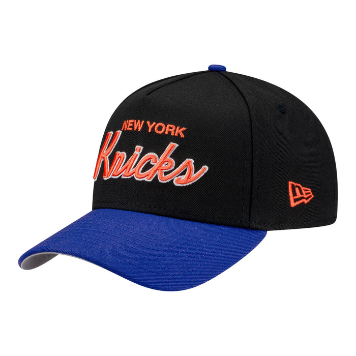 New Era Knicks Script Two-Tone Black/Royal 940 A-Frame Snapback - Image 2
