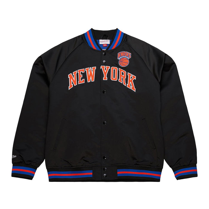 Mitchell & Ness Knicks Black Vintage Wordmark Lightweight Satin Jacket