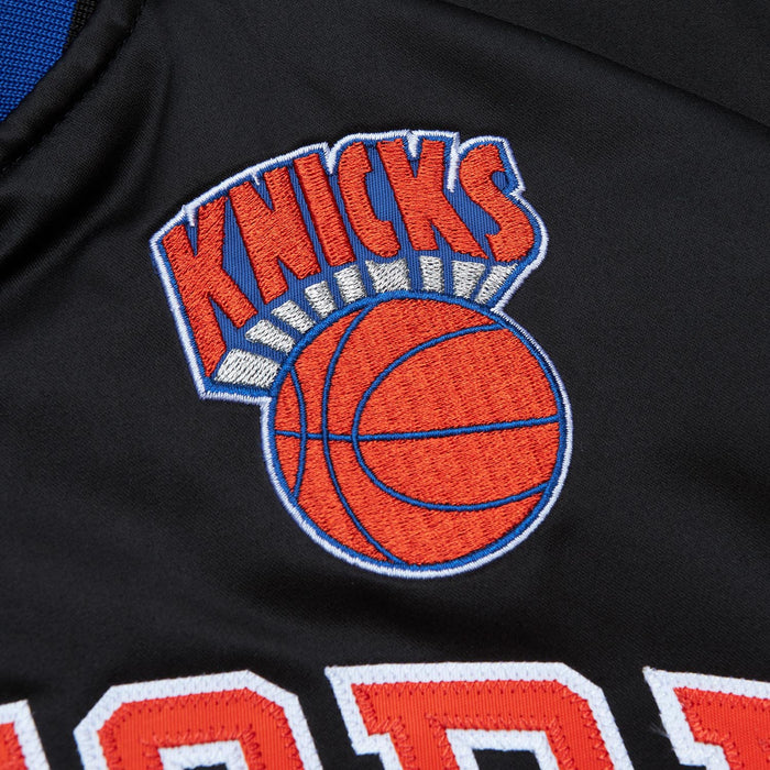 Mitchell & Ness Knicks Black Vintage Wordmark Lightweight Satin Jacket - Image 3