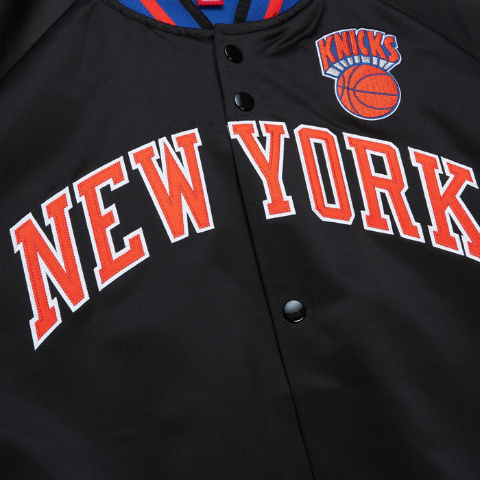 Mitchell & Ness Knicks Black Vintage Wordmark Lightweight Satin Jacket - Image 4