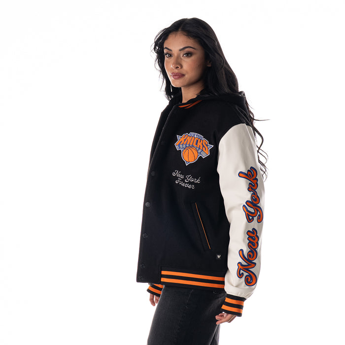 Wild Collective Knicks Hooded Varsity Jacket - Image 3