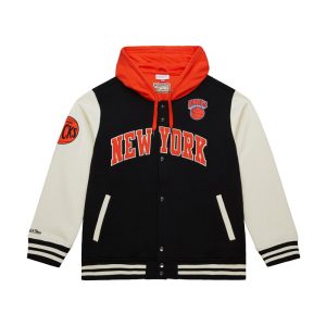 Mitchell & Ness Knicks Courtside Fleece Button Down Hooded Jacket