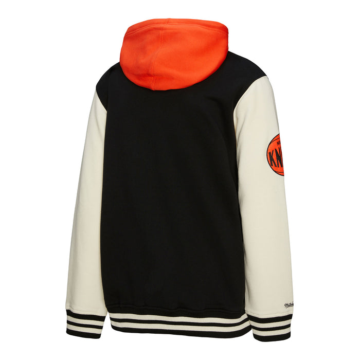 Mitchell & Ness Knicks Courtside Fleece Button Down Hooded Jacket - Image 7
