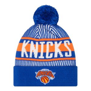 New Era Knicks Royal Striped Pom Knit Beanie