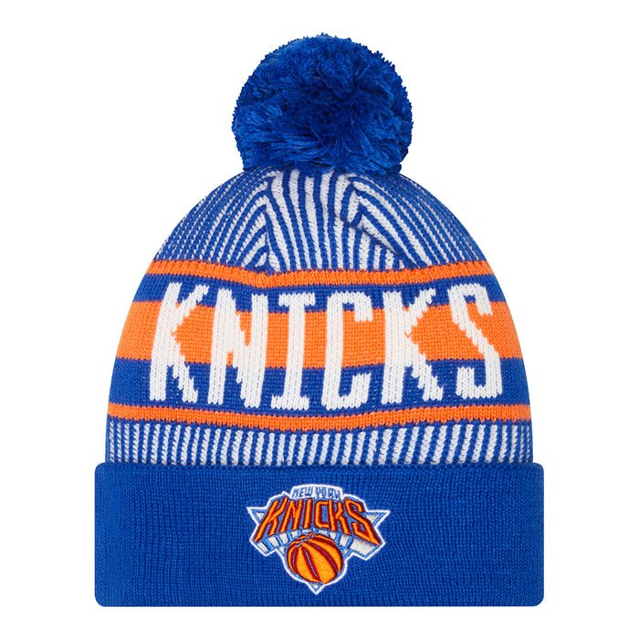 New Era Knicks Royal Striped Pom Knit Beanie