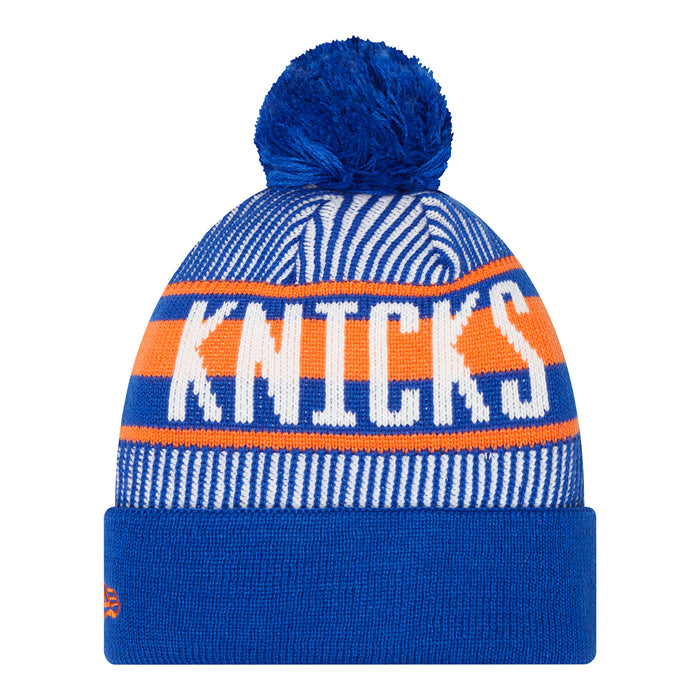 New Era Knicks Royal Striped Pom Knit Beanie - Image 2