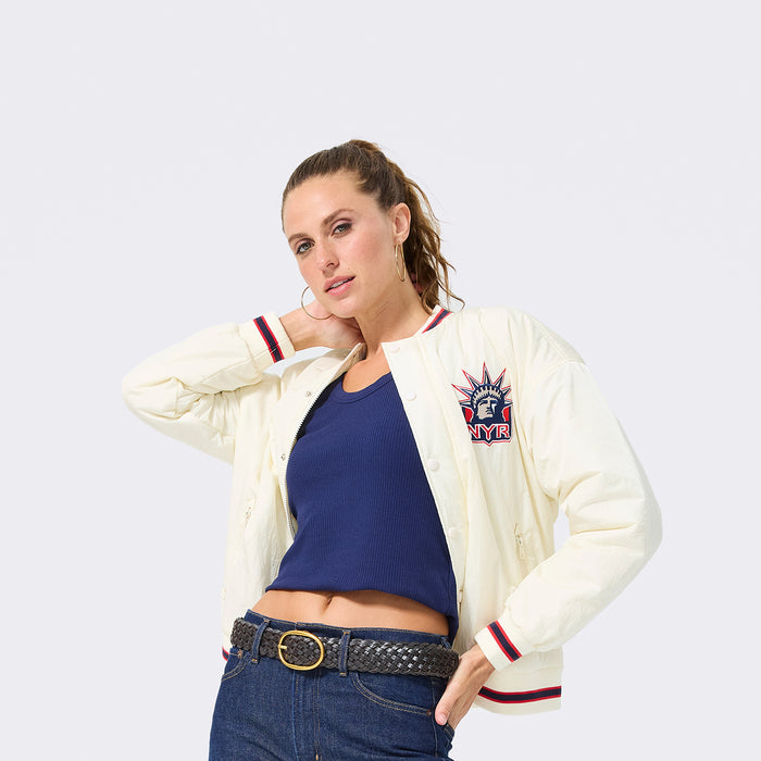 Terez Rangers Cream Liberty Bomber Jacket - Image 4
