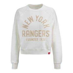 Women's Sportiqe Rangers Brava White Ashlyn French Terry Crew
