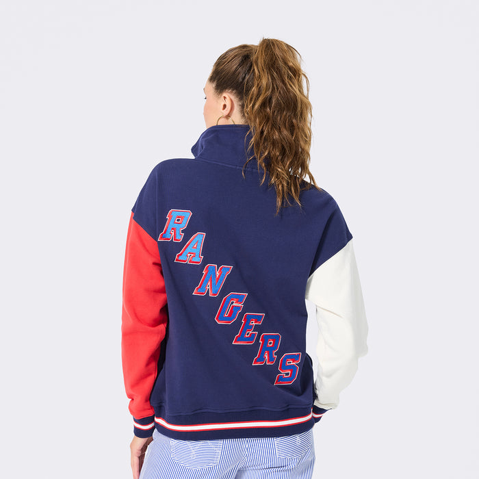 Terez Rangers Classic Cotton Colorblock Quarter Zip Pullover - Image 2