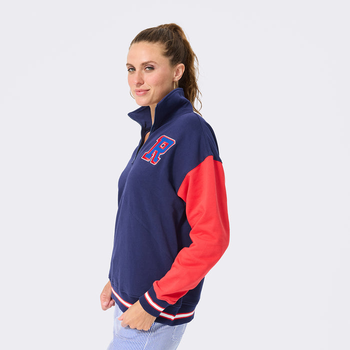 Terez Rangers Classic Cotton Colorblock Quarter Zip Pullover - Image 3