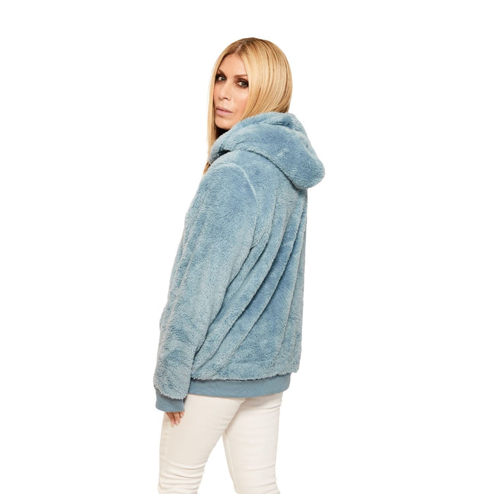 Jill Martin Rangers Denim Blue Sherpa Hoodie - Image 3