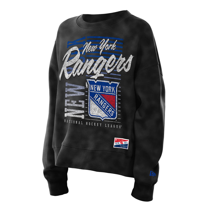 Women's New Era Rangers Throwback Washed Black Crew - Image 3