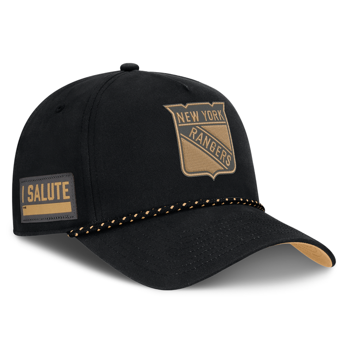 Fanatics Rangers 25 Military Appreciation Black Adjustable Hat