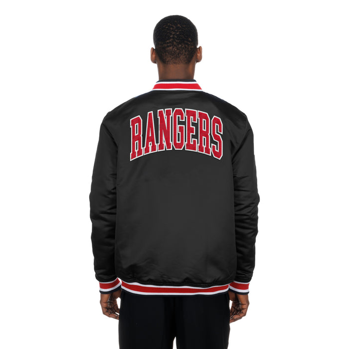 New Era Rangers Sport Classic Snap Front Black Satin Jacket - Image 2