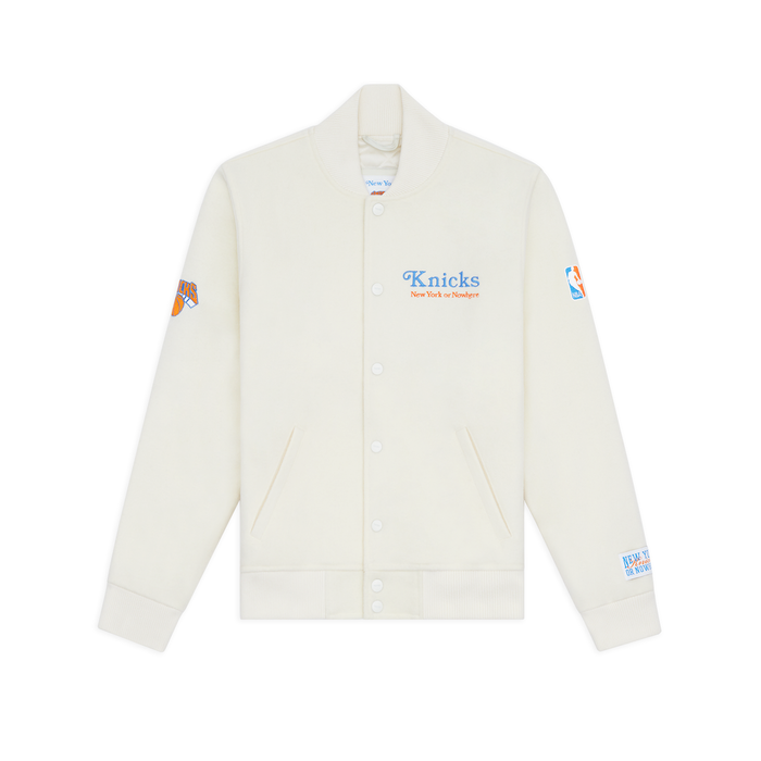 NYON x Knicks Give and Go Cream Varsity Jacket - Image 2
