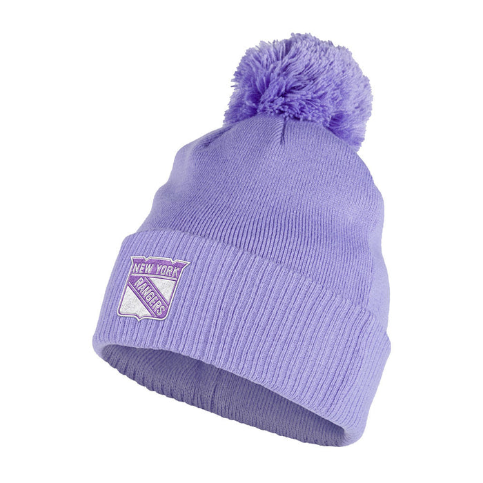 Adidas Rangers Hockey Fights Cancer Cuff Pom Knit