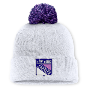 Fanatics Rangers 25 Hockey Fights Cancer White Beanie