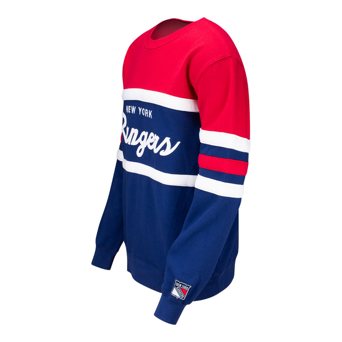 Mitchell & Ness Rangers Big & Tall Head Coach Fleece Crewneck Sweatshirt - Image 2