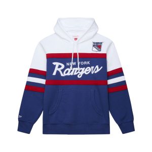Mitchell & Ness Rangers Navy/White Head Coach Hoodie