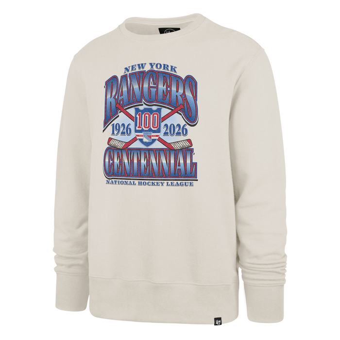 '47 Brand Rangers Centennial Logo Graphic Cream Crewneck