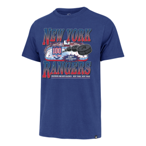 '47 Brand Rangers Centennial Ice Rink Graphic Royal Franklin Tee
