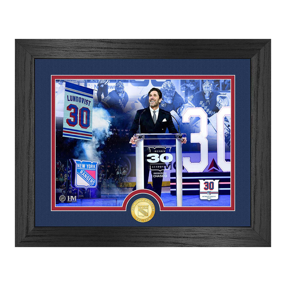 New York Rangers Highland Mint Lundqvist 11×14 Retirement Frame with Coin