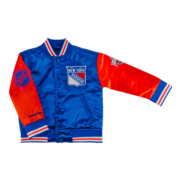 Toddler Mitchell & Ness Rangers Primetime Heavyweight Satin Jacket - Image 3