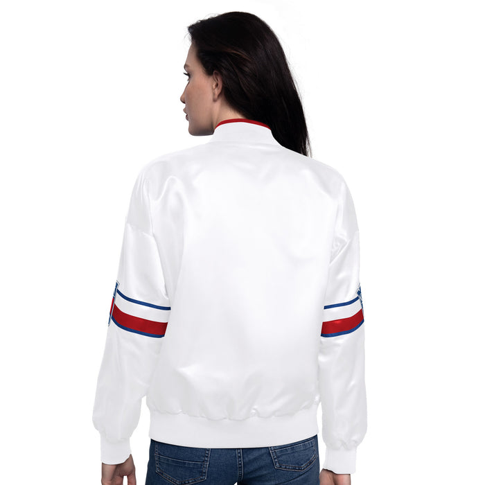 Women's Starter Rangers Hurry Up Offense White Varsity Jacket - Image 2