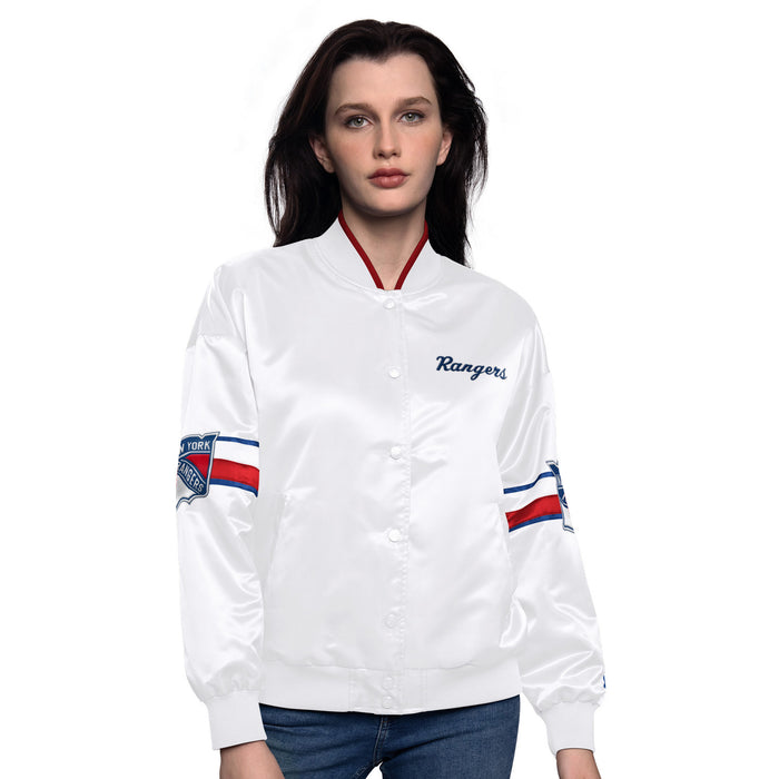 Women's Starter Rangers Hurry Up Offense White Varsity Jacket