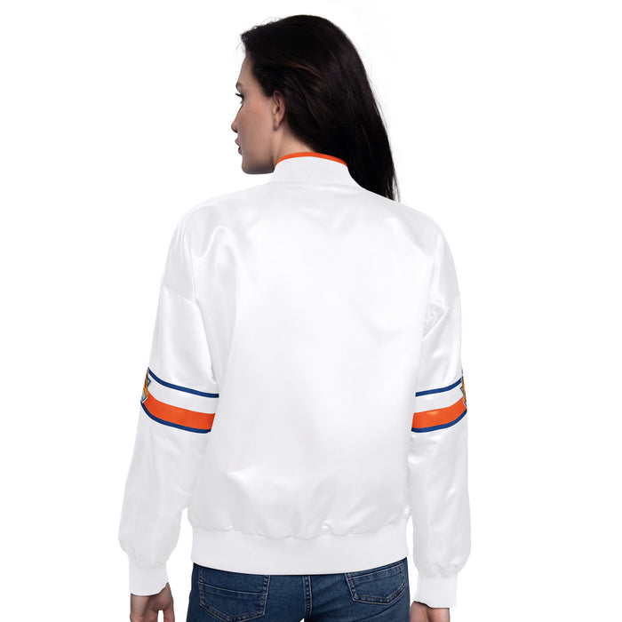 Women's Starter Knicks Hurry Up Offense White Varsity Jacket - Image 2