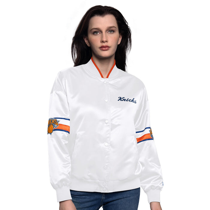 Women's Starter Knicks Hurry Up Offense White Varsity Jacket