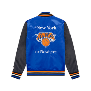 NYON x Knicks Give and Go Satin Varsity Jacket