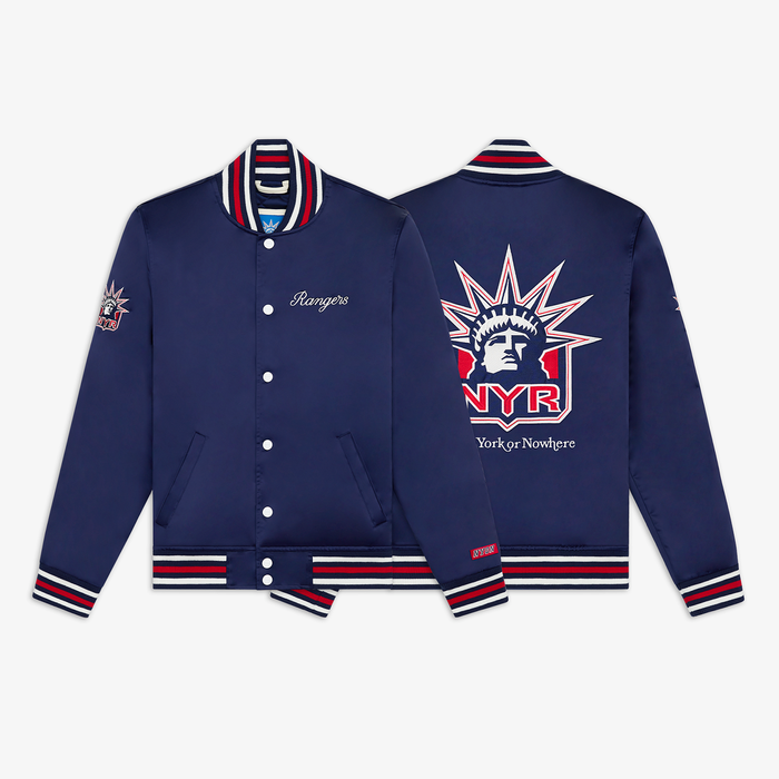 NYON x Rangers Liberty Satin Varsity Jacket - Image 3