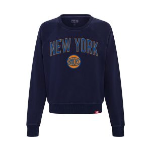 Women's Sportiqe Knicks Navy Chenille New York Ashlyn Cloud Crew