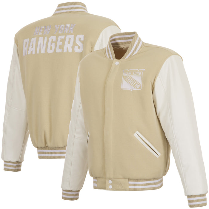 JH Design Rangers Reversible Tan/White Varsity Jacket - Image 5