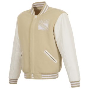 JH Design Rangers Reversible Tan/White Varsity Jacket