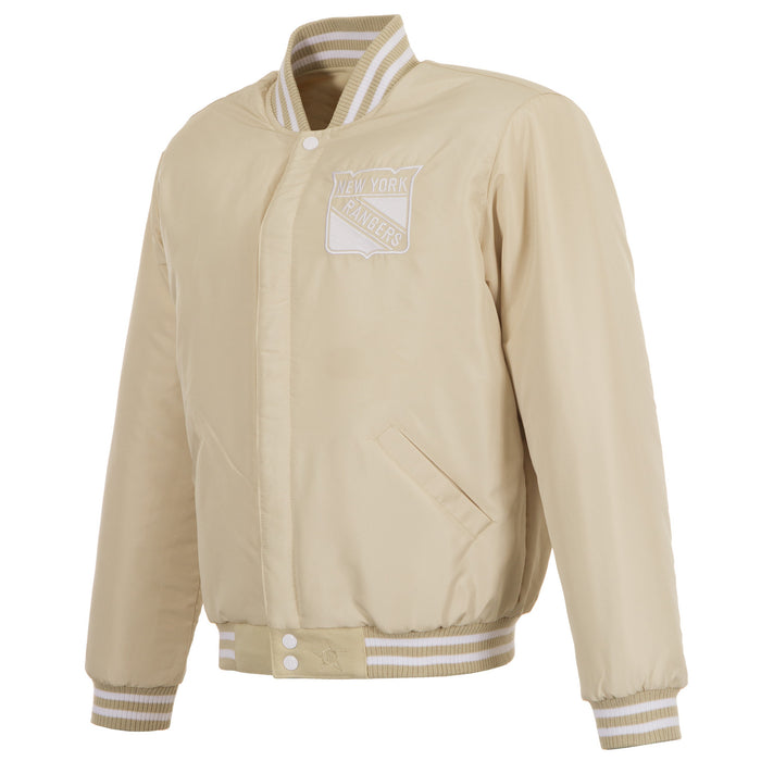 JH Design Rangers Reversible Tan/White Varsity Jacket - Image 3
