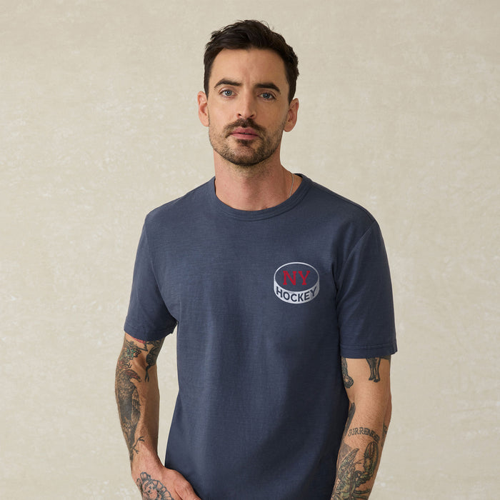 Faherty Rangers Navy NYC Pocket Sunwashed Tee