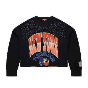 Women's Mitchell & Ness Knicks Boxy Longsleeve Crop Crewneck