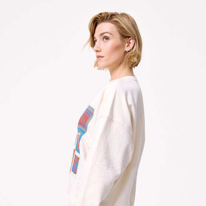 Terez Rangers Women's Cream Neon Logos Technicolor Crew - Image 4