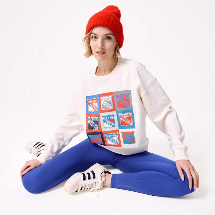 Terez Rangers Women's Cream Neon Logos Technicolor Crew - Image 3
