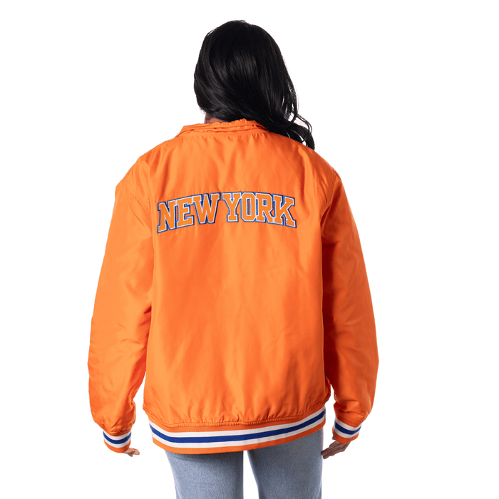Wild Collective Knicks Orange Nylon Bomber Jacket - Image 2
