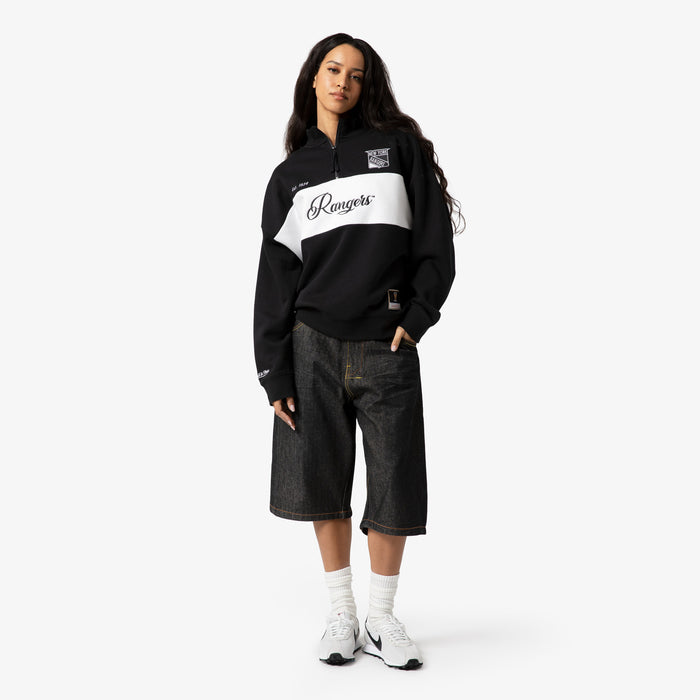 Women's Mitchell & Ness Rangers Black Quarter Zip